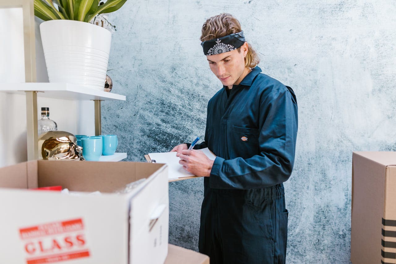Mover checking every item off the moving checklist